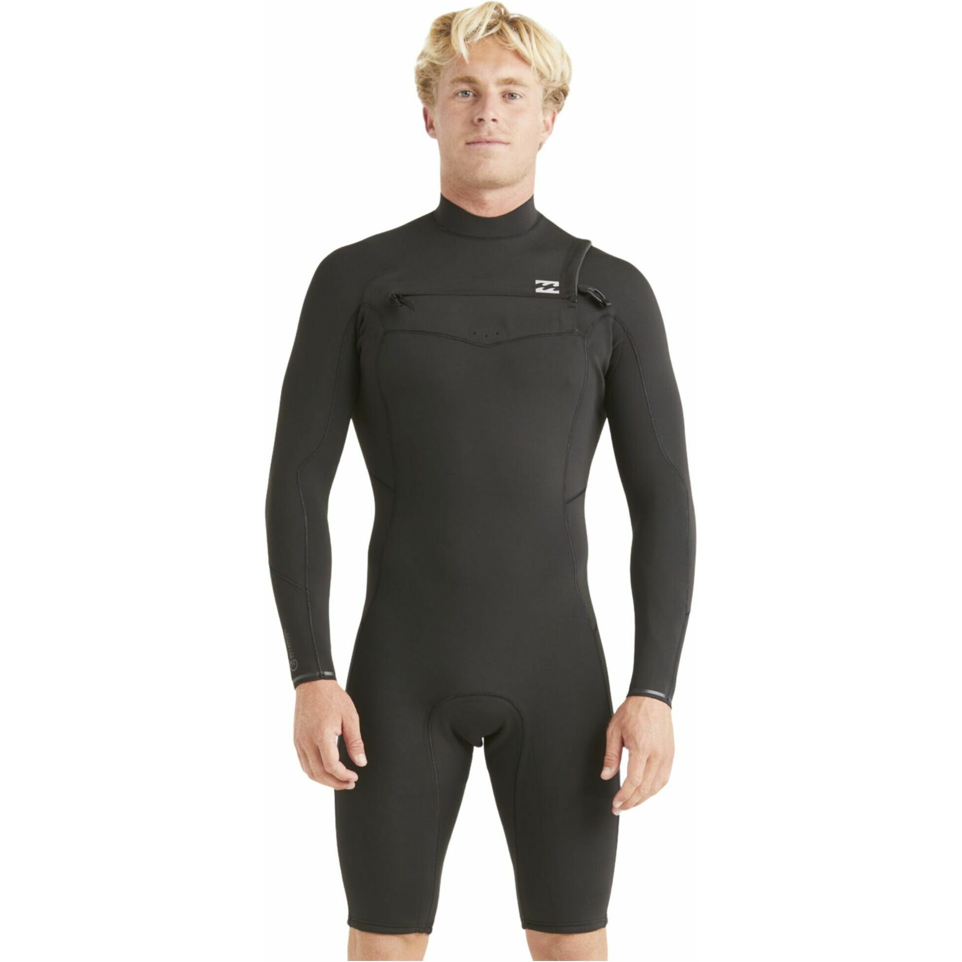 2024 Billabong Mens Absolute 2mm Chest Zip GBS Long Sleeve Shorty Wetsuit ABYW400118 - Black